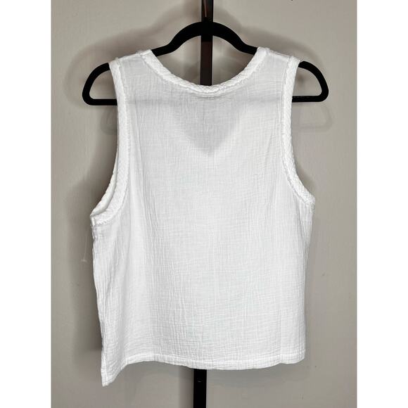 Bobi Sleeveless V-Neck Boxy Cropped Tank Top White Women's Size Medium NWT - Picture 4 of 6